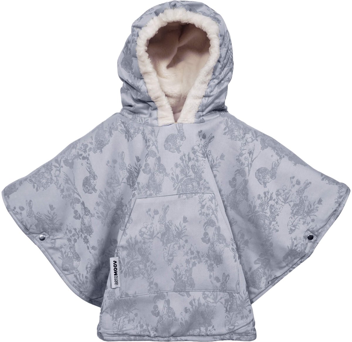 AeroMoov Winterponcho - 9-36 Maanden - van Baby tot Peuter - voor Autostoel & Kinderwagen Veilig warm - Bunny Grey