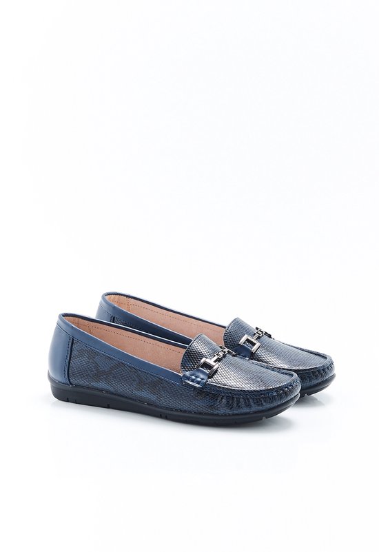 Damart - Mocassin aspect reptile avec boucle fantaisie - Femme - Blauw - 40