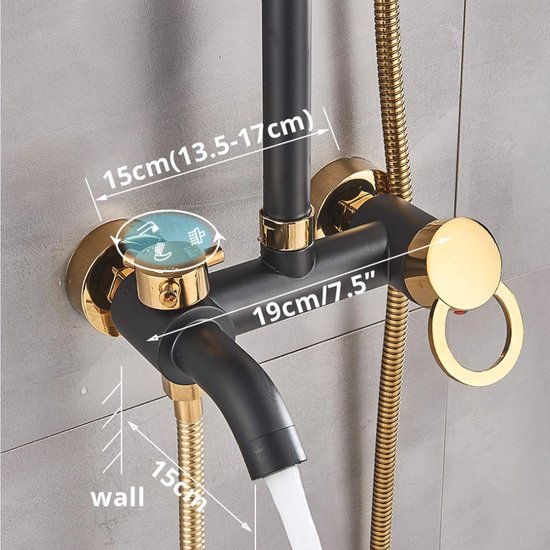 Regendouche Doucheset Douchesysteem Douchearmatuur Regendouche Set Douche Armatuur Antiek Nostalgie Met Handdouche Wandmontage Douche Compleet Roestvrij Staal Massage Douchepaneel Retro Rond Zwart