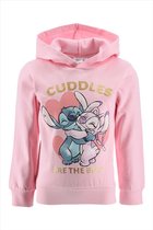 Disney Lilo&Stitch Sweater - CUDDLES ARE THE BEST - Hoodie - Stitch - Roze - Katoen/Polyester - Maat 110/116