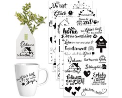 Rub On Stickers - 5 Bladen Met Gelukkige Huis Spreuken - Foil Transfer Stickers voor Doe-het-zelf en Decoratie voor Meubels, Glas en Hout