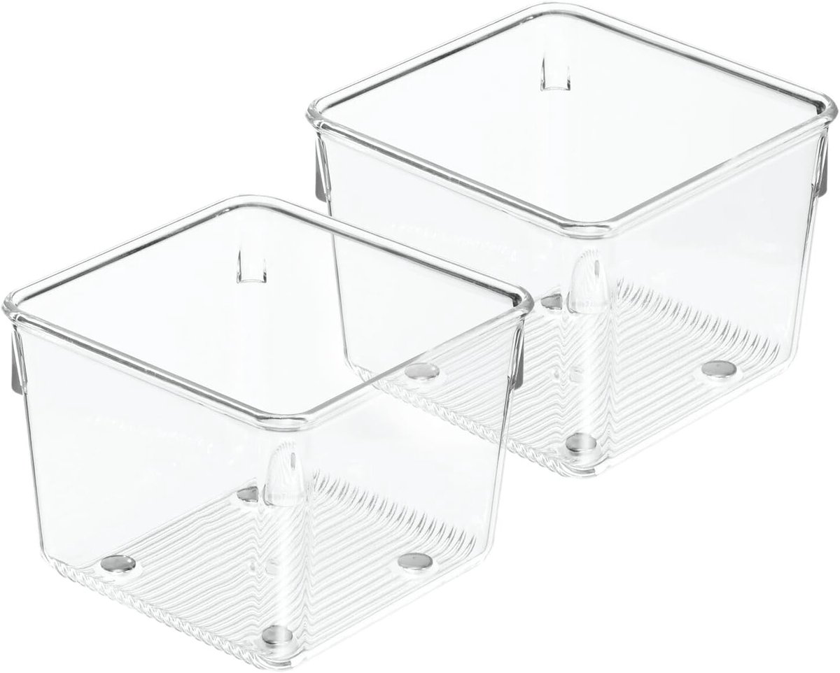 Famanu – Kleine lade-organizer set van 2, transparante kunststof opbergbakken voor accessoires en badkamer