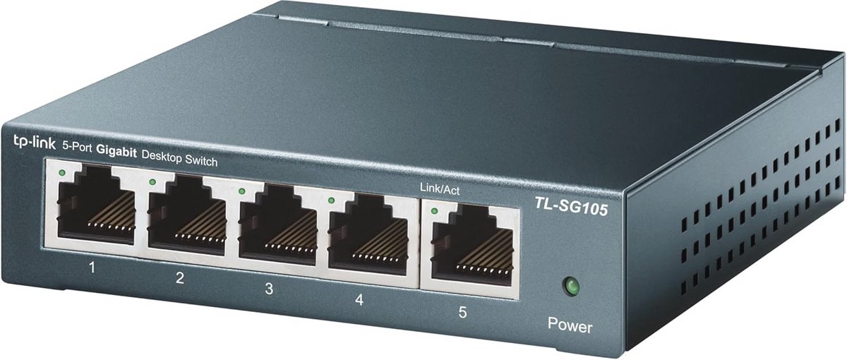 5-Port Gigabit Ethernet Switch - Desk/Wall Mount, Metal Housing