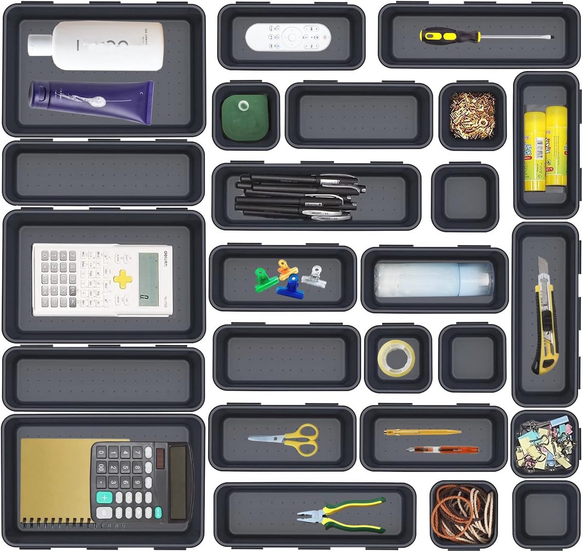 Interlocking Lade Organizer Set 25-delig voor Kantoor, Keuken, Badkamer en Make-up