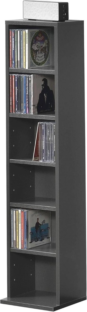 CD/DVD kast met 6 verstelbare planken - Donkergrijs 90x20x20 cm