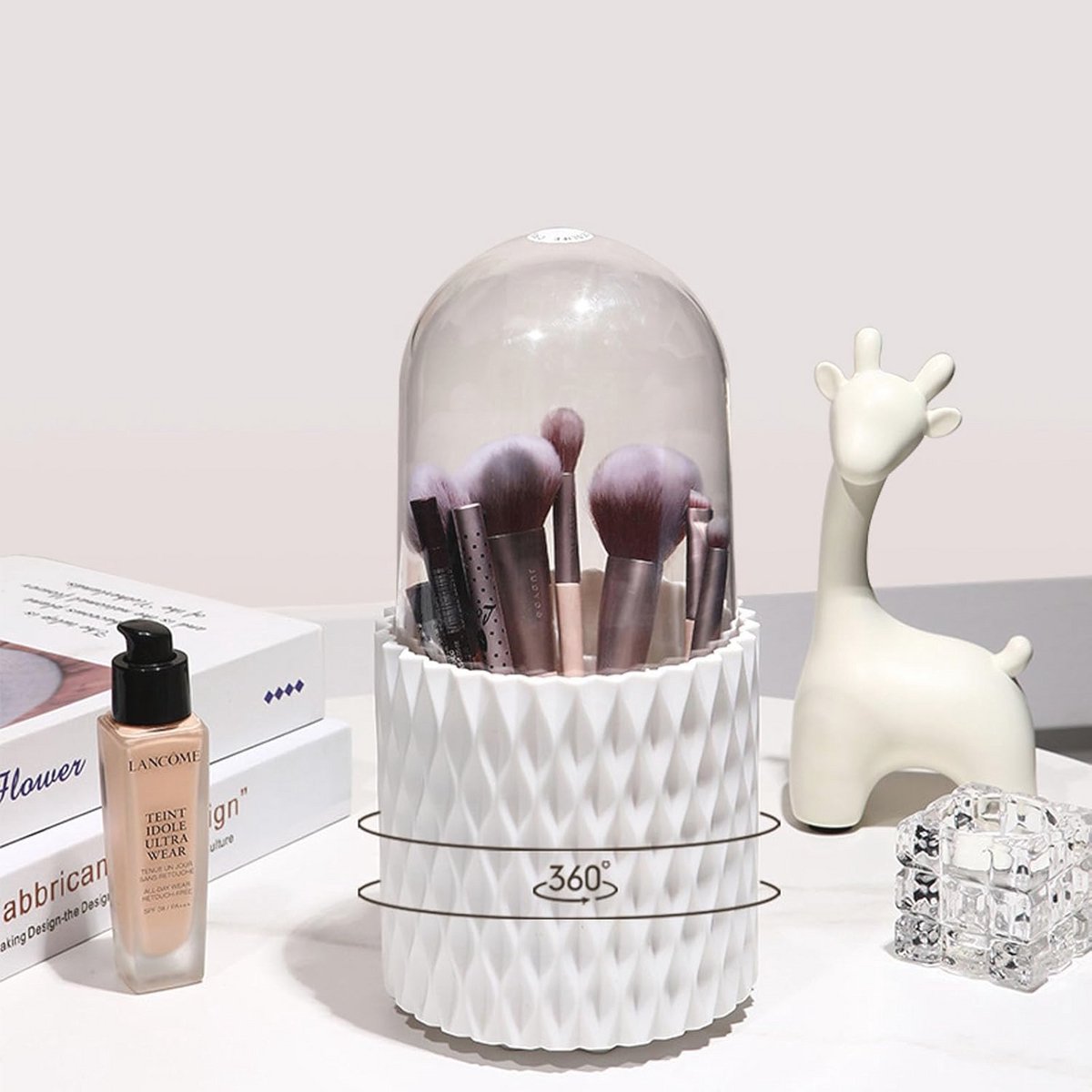 Draaibare Make-up Organizer met Deksel en Transparante Hoes voor Cosmetica