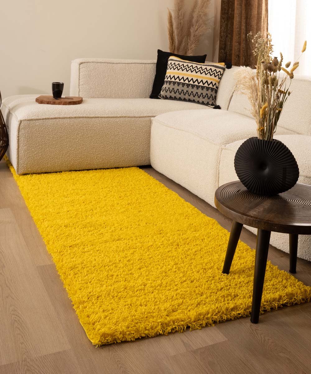 Hoogpolige loper - Shaggy Trend geel 80x300