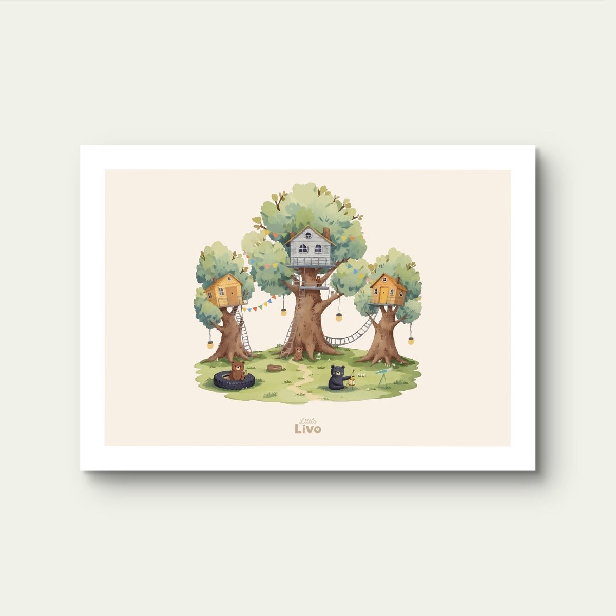 Little Livo Kinderposter Het Berendorp – Poster Kinderkamer – Muurdecoratie – 30 x 21 cm – Mat – 250 g/m² Papier