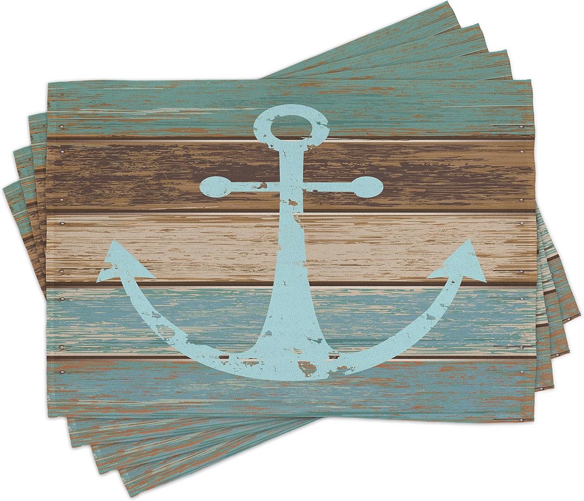 Set van 4 Wasbare Stoffen Placemat - Nautisch Rustic voor Eettafel