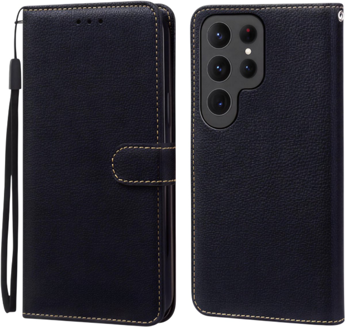 Mobiel Hoesje Geschikt voor Samsung Galaxy S25 Ultra – Luxe Lederen Portemonnee Flip Hoesje met Pasjeshouder, Magneetsluiting & Volledige Bescherming, Telefoonhoes Book Cover Case –Zwart