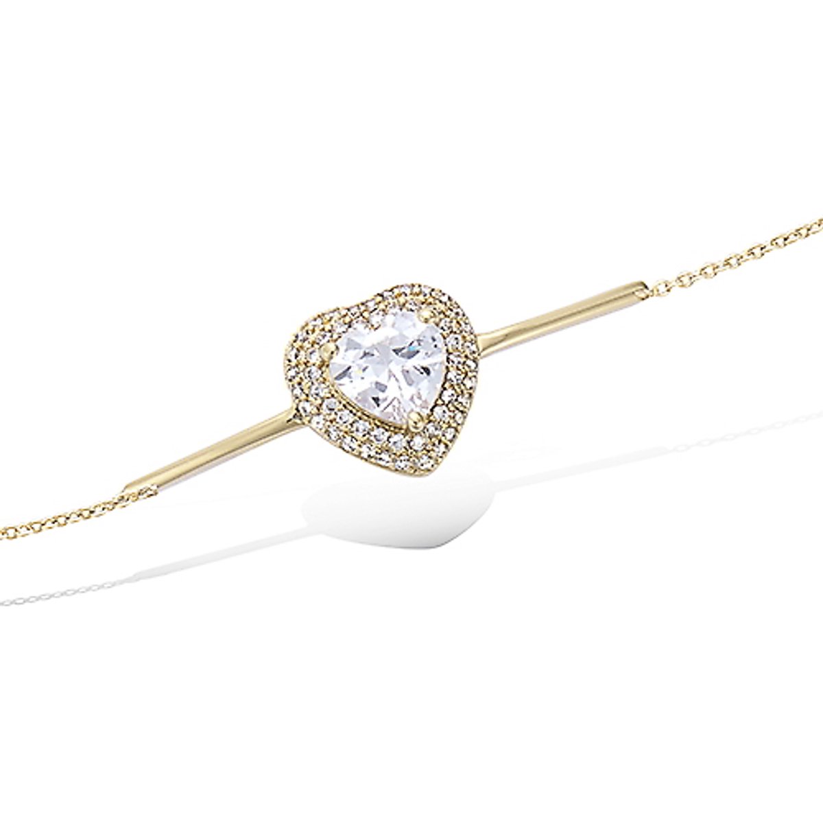CHIVAL Armband 18K Verguld Goud "Brilliant Heart" – Luxe, Hypoallergeen, Hart, Zirkonia, Cadeau voor Haar, Liefde, Romantiek, Geschenkverpakking, Glimmend, Sieraad, Kerst