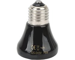 Mini Infrarood Verwarmingslamp voor Reptielen - Keramische Lamp voor 24 Uur Continue Verwarming (75W)