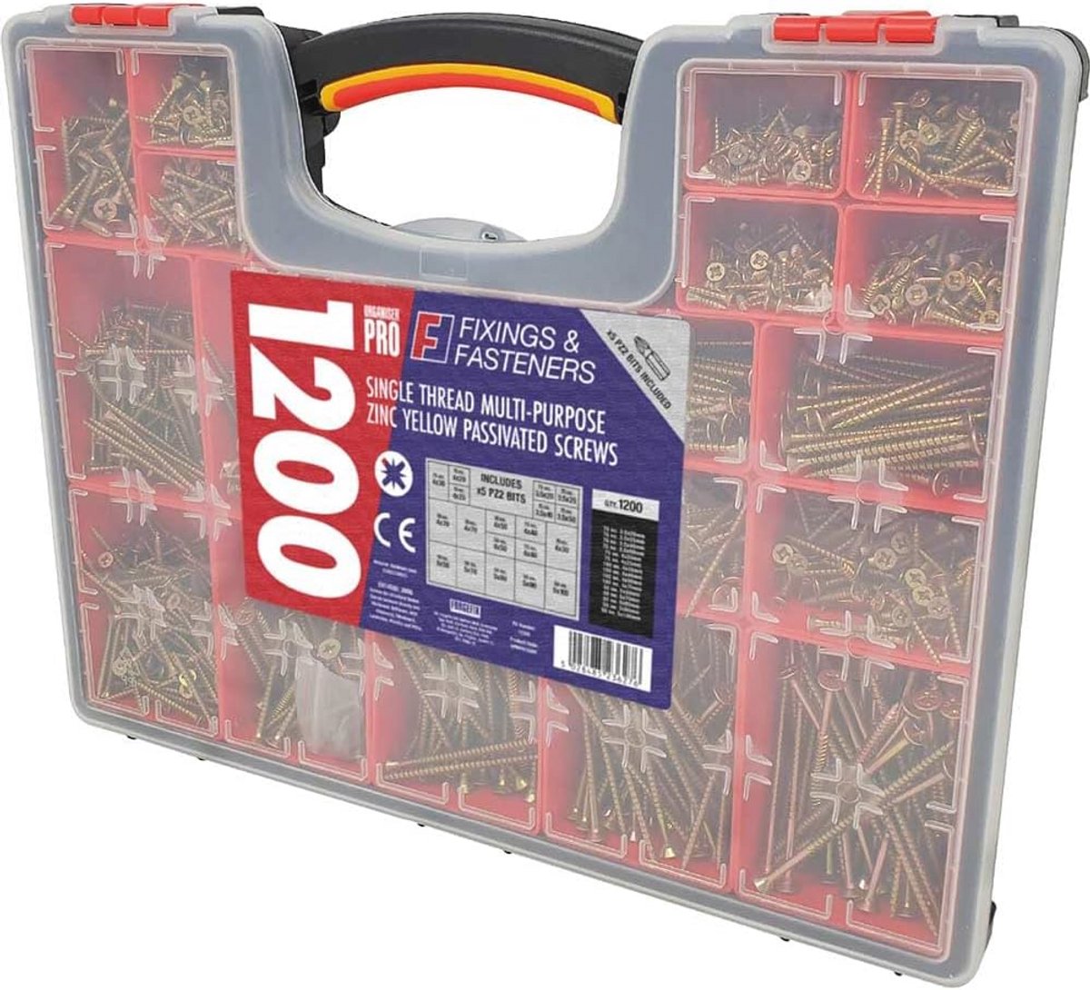 Multifunctionele Zink Geel Gepassiveerde Schroeven Set 1000 stuks
