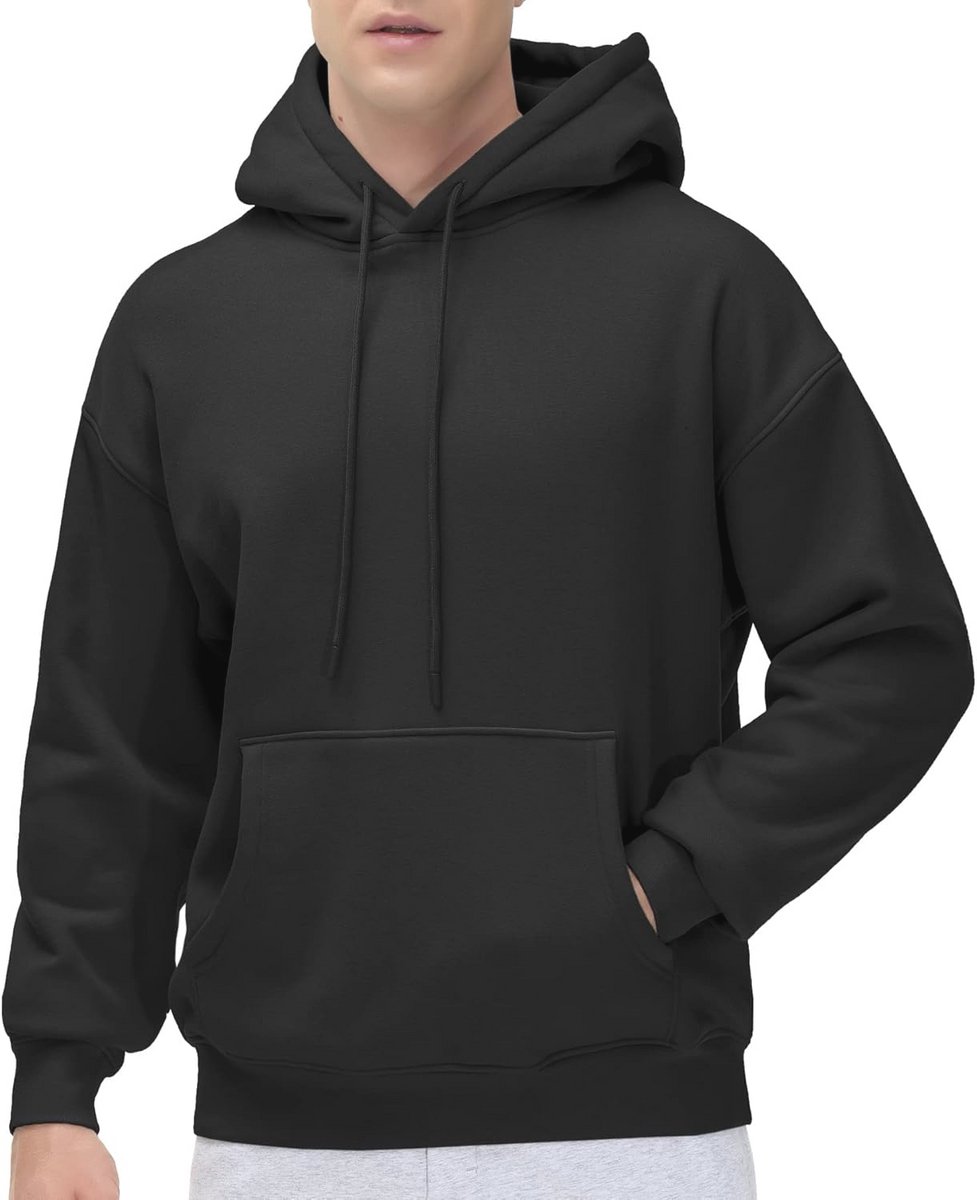Heren Fleece Hoodie Losse Fit Met Kangoeroezakken