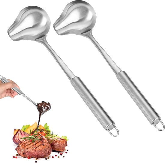 Roestvrijstalen Soeplepel met Comfortabele Greep - Grote Pollepel voor in de Keuken