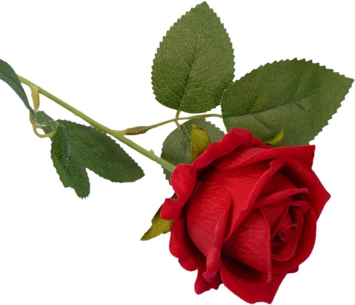 Allecta - Kunstbloemen met lange steel voor bruidsboeket - 5 stuks, 51 cm, rozen, zijde, realistisch, rood, bruiloft, feest, woondecoratie