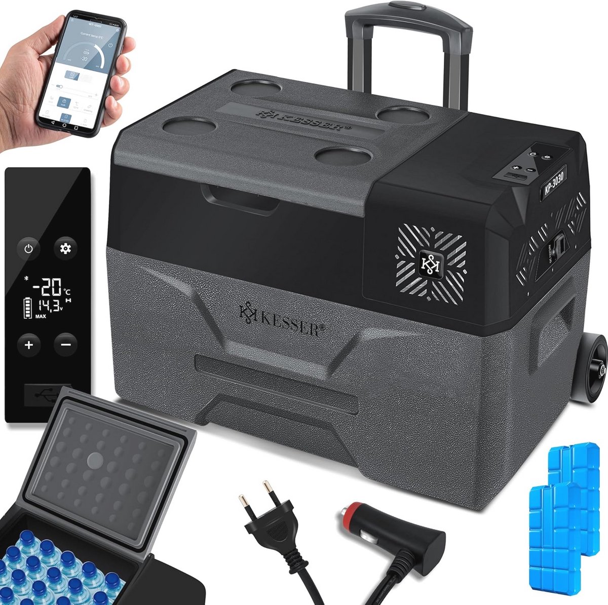 Elektrische Koelbox met APP-bediening - 30 Liter Vriezer voor Auto, Vrachtwagen, Boot en Kamperen - Tot -20°C