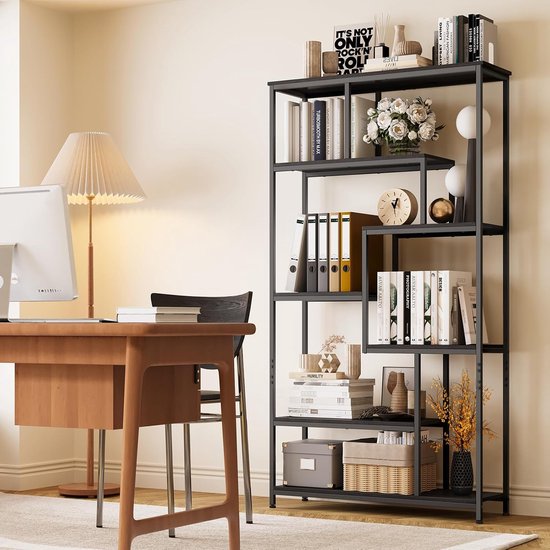 Bealife FS13 Bibliothèque – 5 tablettes – 98 x 30 x 180 cm – Noir