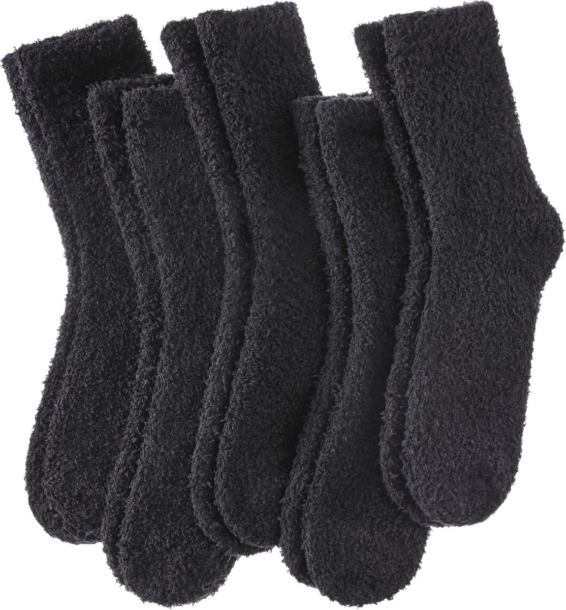 Comfortabele en warme pluche sokken voor dames - set van 5 - zwart - microvezel