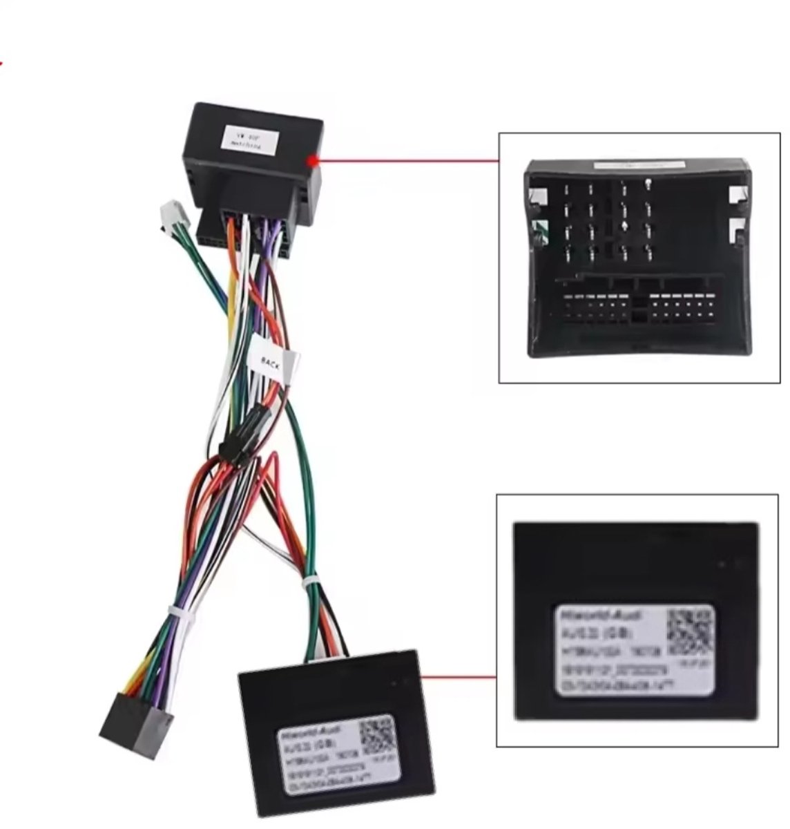 Iso kabelset 40pin met canbus decoder voor Carplay en android autoradio | Geschikt voor o.a. Vw volkswagen Golf 5 & 6, Polo 6r Transporter T5 Touran Passat 2003-2014 Rns mk5 A6 R b6 kabel stekker quadlock connector aansluiting 40 pins verloopstekker