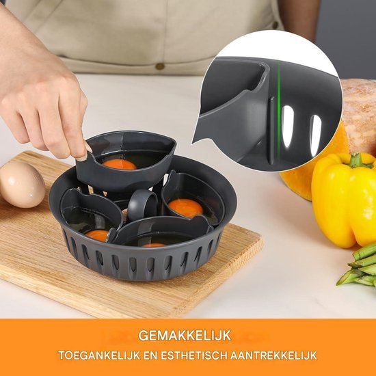 longziming -2-in-1 Eierpocheerder Inzet voor Keukenmachine - Voor Gepocheerde & Hardgekookte Eieren - Compatibel met TM5, TM6, TM31 & Monsieur Cuisine - Hittebestendig en Vaatwasserbestendig van Merkloos — afbeelding 4