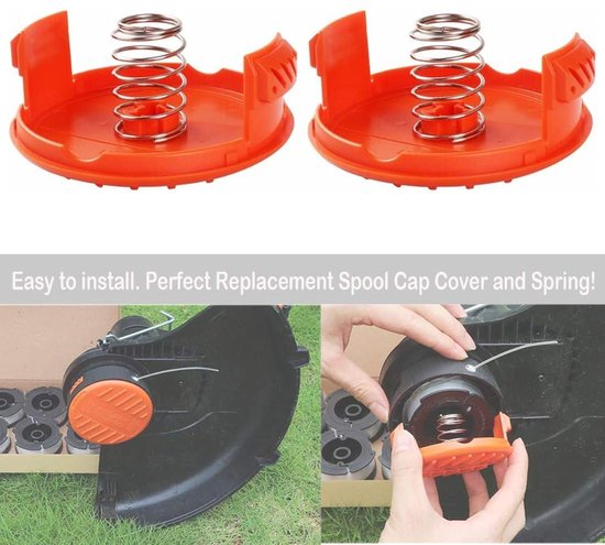 4 Spoelkappen + 4 Veren voor BLACK+DECKER RC-100-P Draadsnoeier - Precisie Passvorm - Eenvoudige Installatie van Merkloos — afbeelding 4