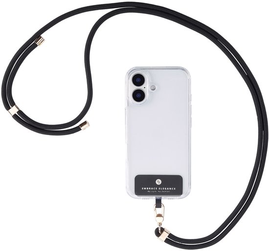 Selencia Cordon téléphonique universel - Chaîne téléphonique Universelle - Zwart / Zwart