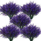 Lot de 5 Fleurs de Lavande artificielles d'extérieur, Plantes artificielles résistantes aux UV, Fleurs vertes Plantes d'extérieur, pour la Décoration de Jardin , Plantes suspendues (violettes)