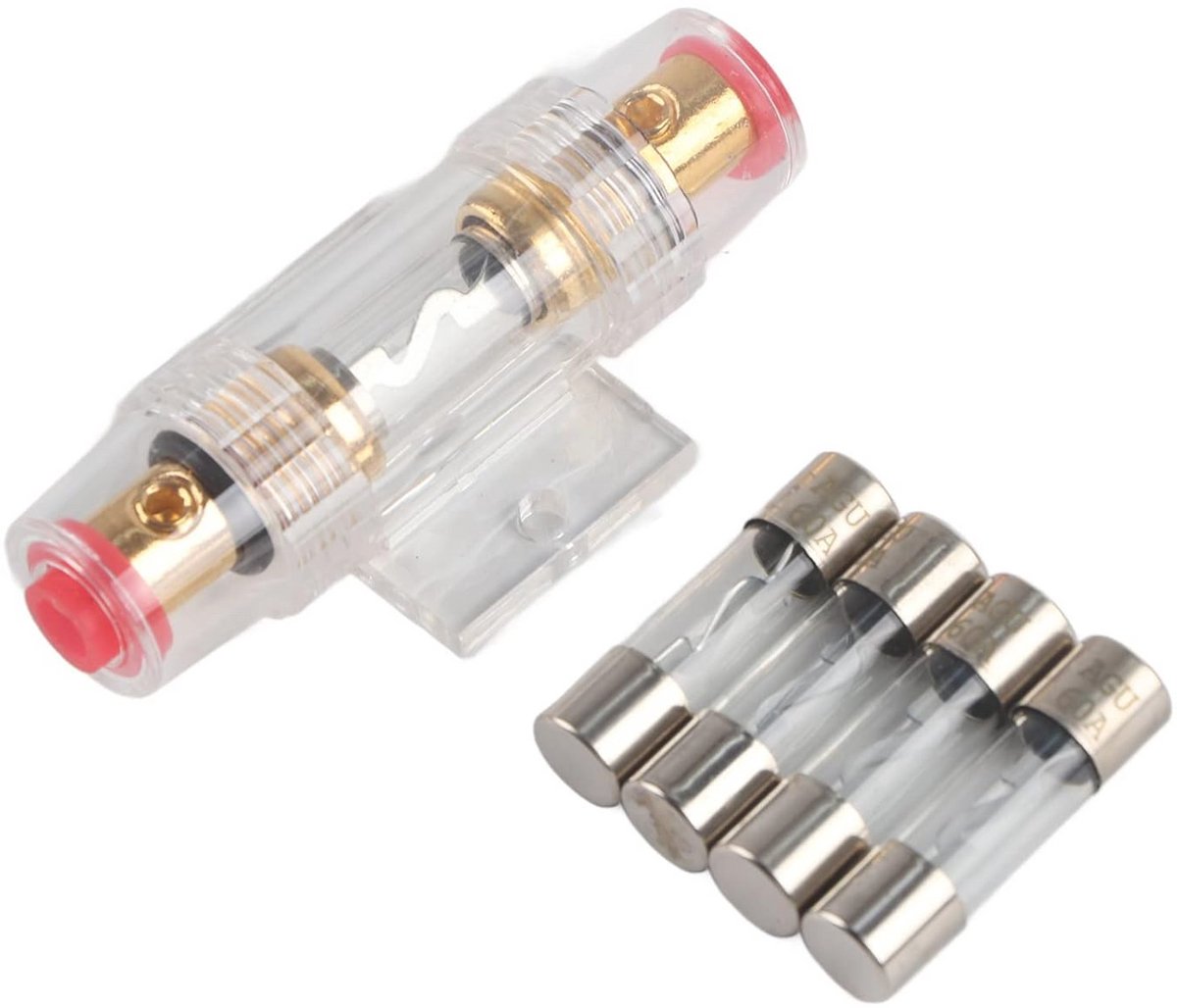 Zekeringhouder voor autostereo met 4x 60 Ampere zekeringen - Inline AGU Zekeringhouder
