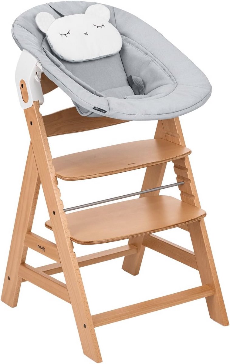 Houten Kinderstoel met Pasgeborenen Accessoire - Verstelbare Baby Eettafelstoel