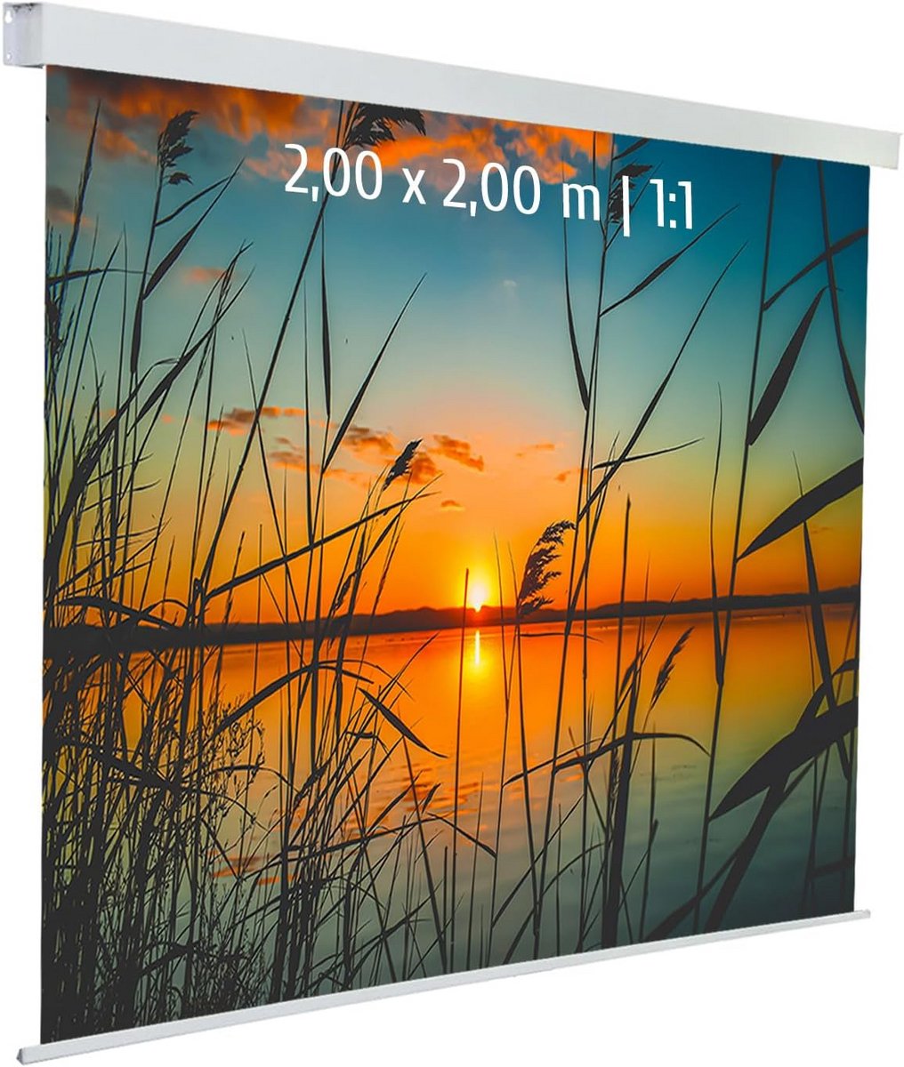 Elektrisch Projectiescherm 200x200 cm (1:1 Formaat) - Inclusief Afstandsbediening