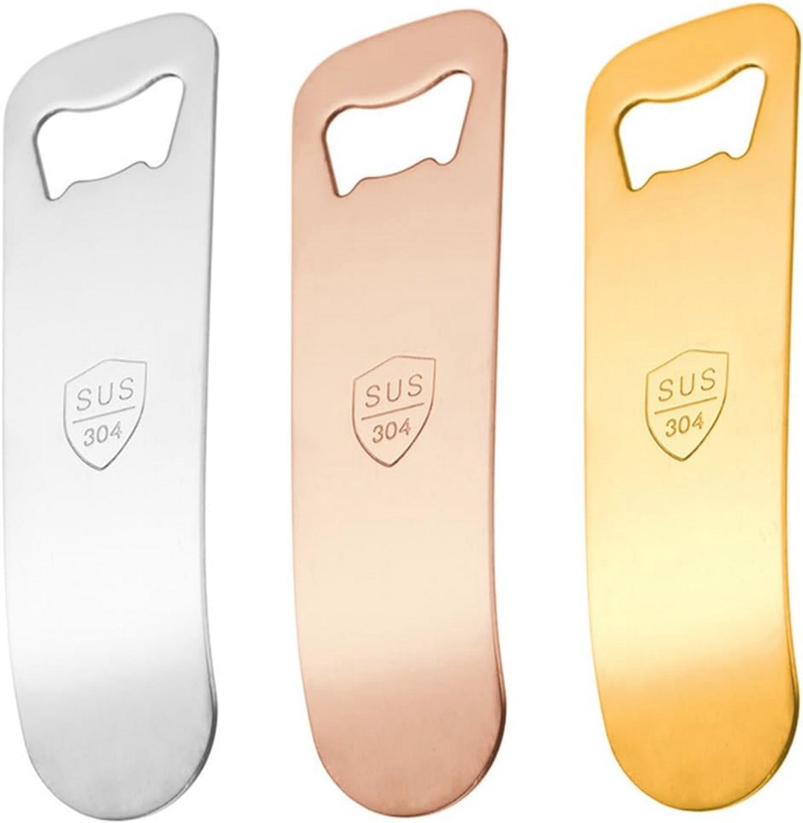 Stainless Steel Bottle Opener Set - 3 Pcs Beer Openers for Kitchen, Bar, Restaurant