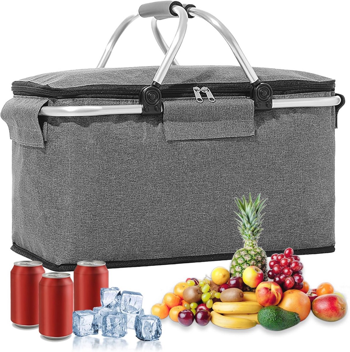 Opvouwbare koel tas voor boodschappen en picknick