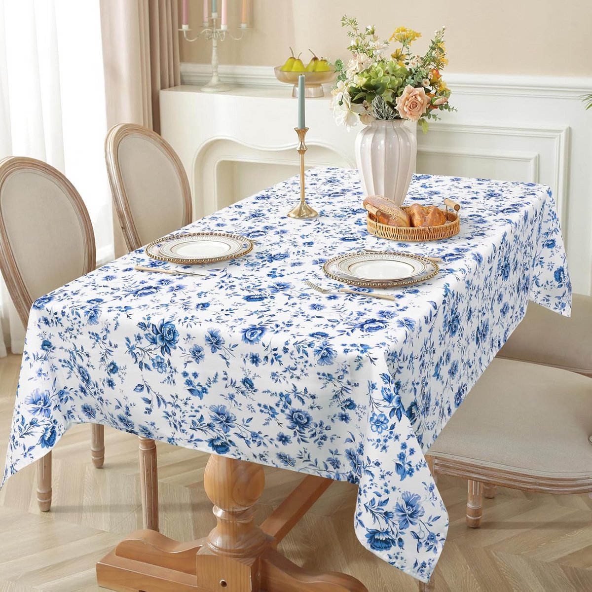 Tafelkleed Waterverf Bloemen Print Wasbaar 140 x 180cm