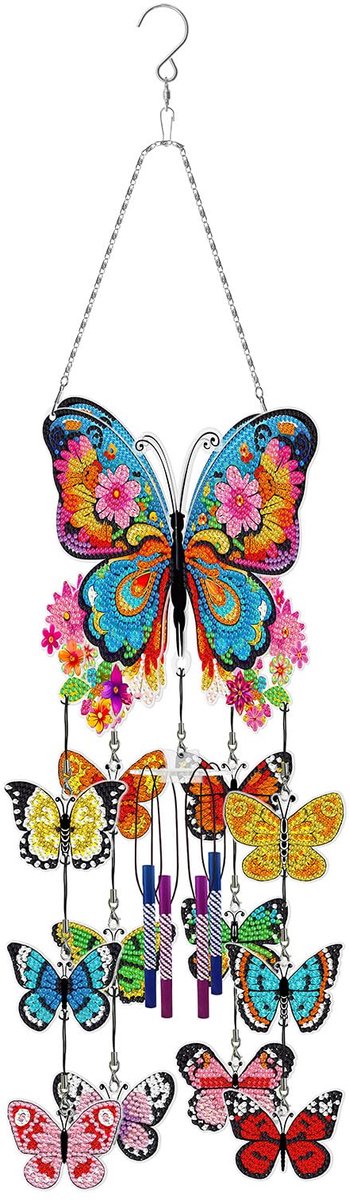 longziming -Diamond Painting Hanger DIY – Windgong – Zonnevanger Windspel van Acryl met Diamantsteentjes – Creatieve Raam- en Woondecoratie Cadeau - Raamhanger Vlinder