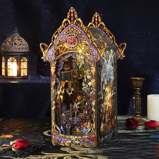 Doe-het-zelf Miniatuur Huis Kit - Mysterieboek Hoek met LED Verlichting