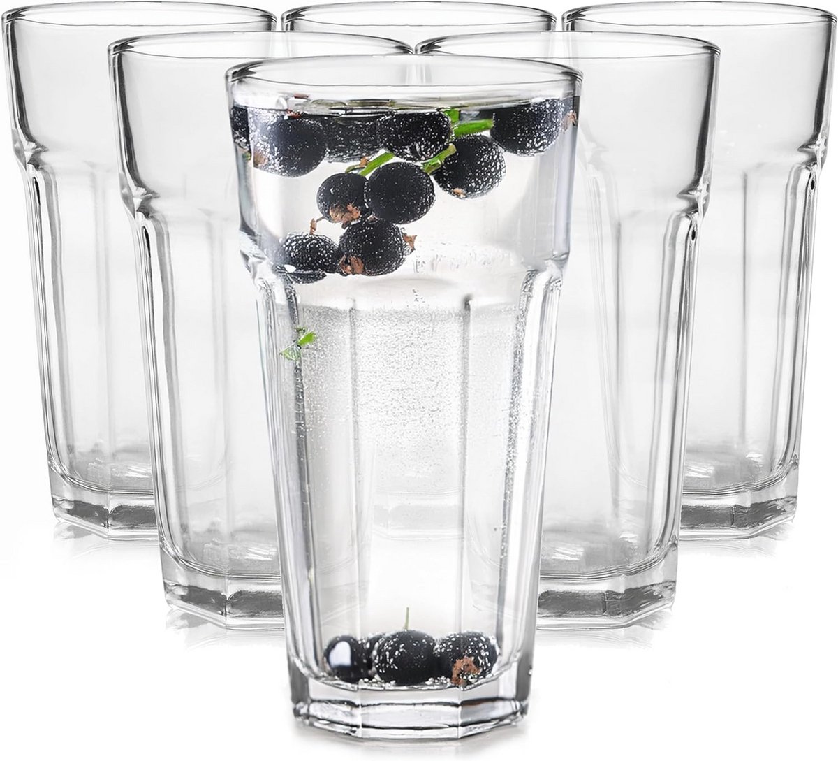 Set van 6 Hoogglans Longdrinkglazen - 320 ml - Perfect voor Water, Cocktails en Meer