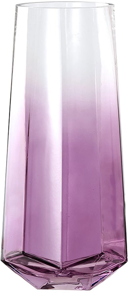 IMPERATORIS® Glazen Vazen / Glazen Flessen – Mini Decoratieve Vaas Flesjes – Helder Glas – Inclusief Strik – 11 x 9 x 25 cm – Paars