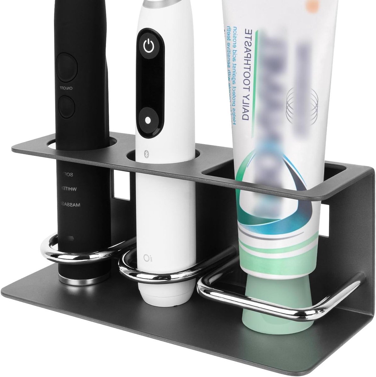 Allecta - Tandenborstelhouder voor Badkamer Wandmontage, Aluminium Organizer Hanger voor Elektrische Tandenborstels - Compatibel met Diverse Merken - Zwart