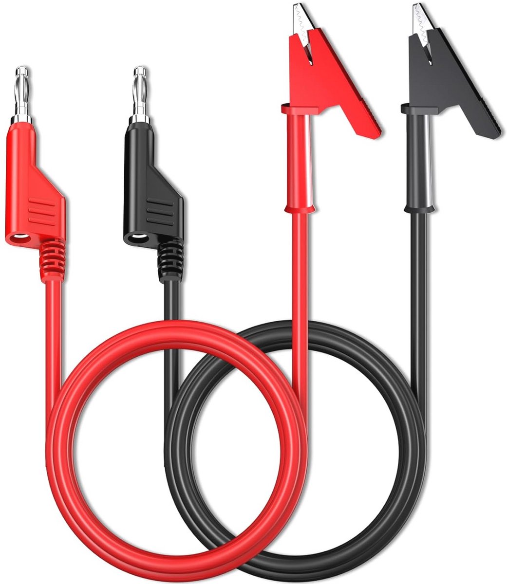 Krokodillenklemmen naar Banaanstekker Kabel met 4 mm Bananenbus - 2 m Testkabels voor Multimeter