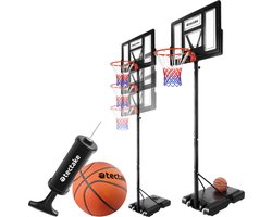 tectake® Basketbalring - 230 - 305 cm - Basketbalpaal - Basketball Standaard met Wielen - incl. Basketbal en Pomp