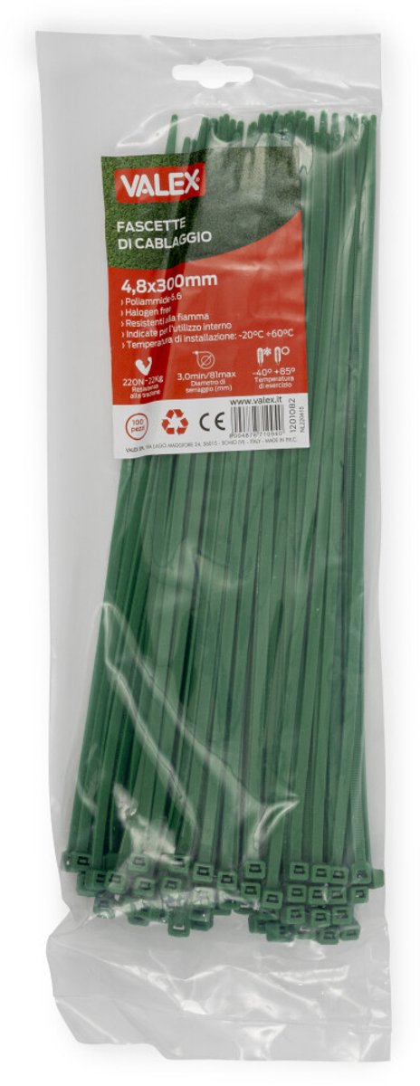 Groene kabelbinders / Tie wraps 4,8x300mm 100 stuks