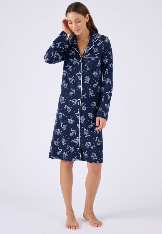 Damart - Thermolactyl nachthemd met knoopsluiting - Dames - Blauw - 46-48 (L)