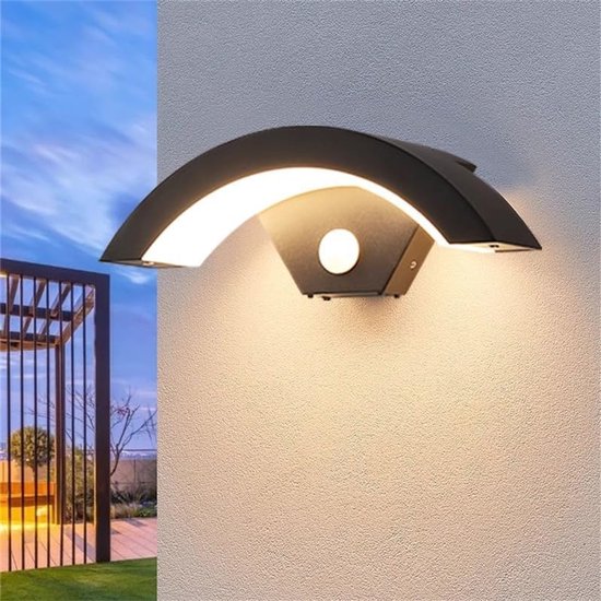 LED-wandlamp met bewegingssensor, waterdichte buitenwandlamp, LED-buitenspot voor tuin, garage, terras, warm wit, 24 W, (Moet voor gebruik worden aangesloten op de hoofdvoeding)