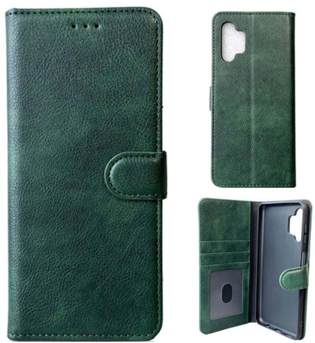 Geschikt voor Samsung S25 Edge - Fab Book Case - Groen - Telefoonhoesje - Ruimte voor 3 pasjes
