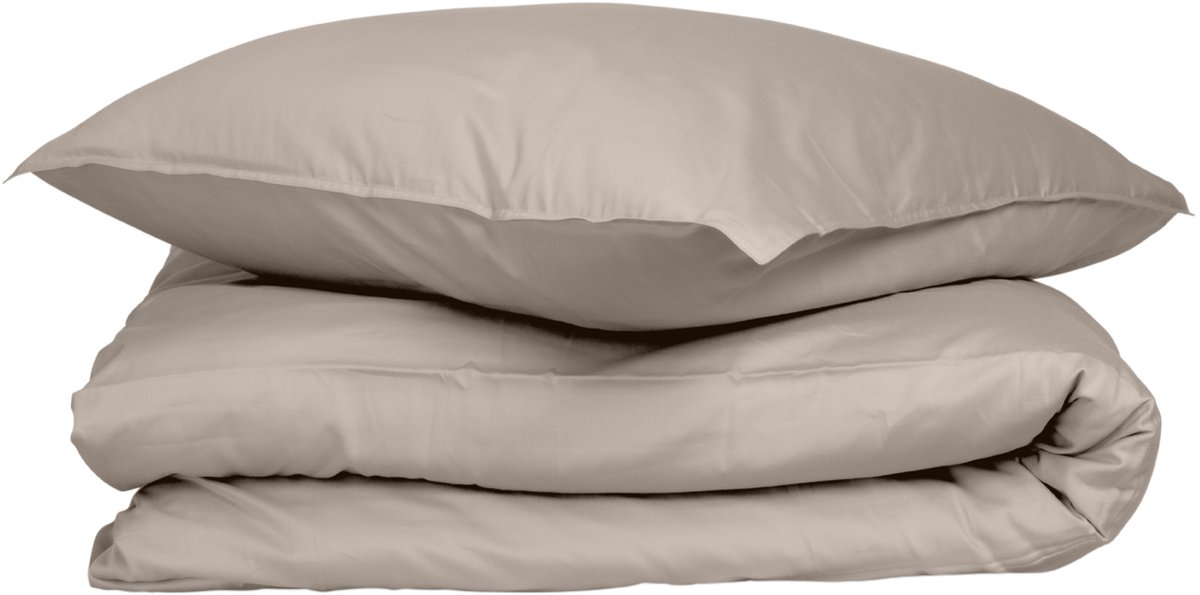 Wocha Dekbedovertrek Set - 100% Biologisch Katoen Satijn (300TC) - 140x200/220 - Taupe - Premium kwaliteit en duurzaam - Incl. 1 kussensloop