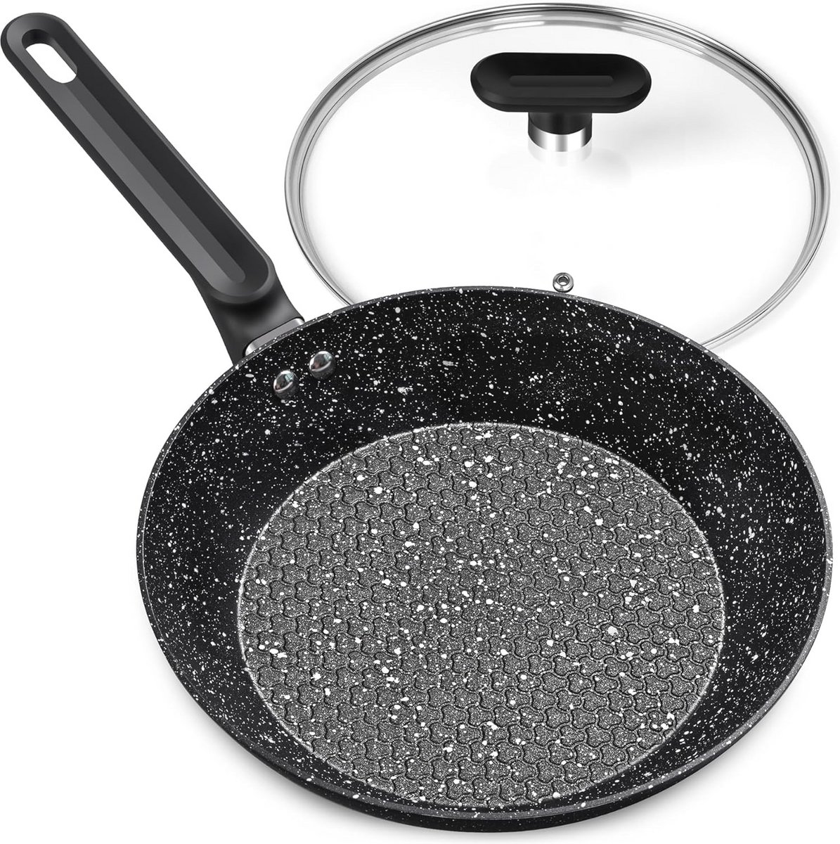 Non Stick Koekenpan met Deksel 26cm - Gezonde Granieten Braadpan voor Inductie