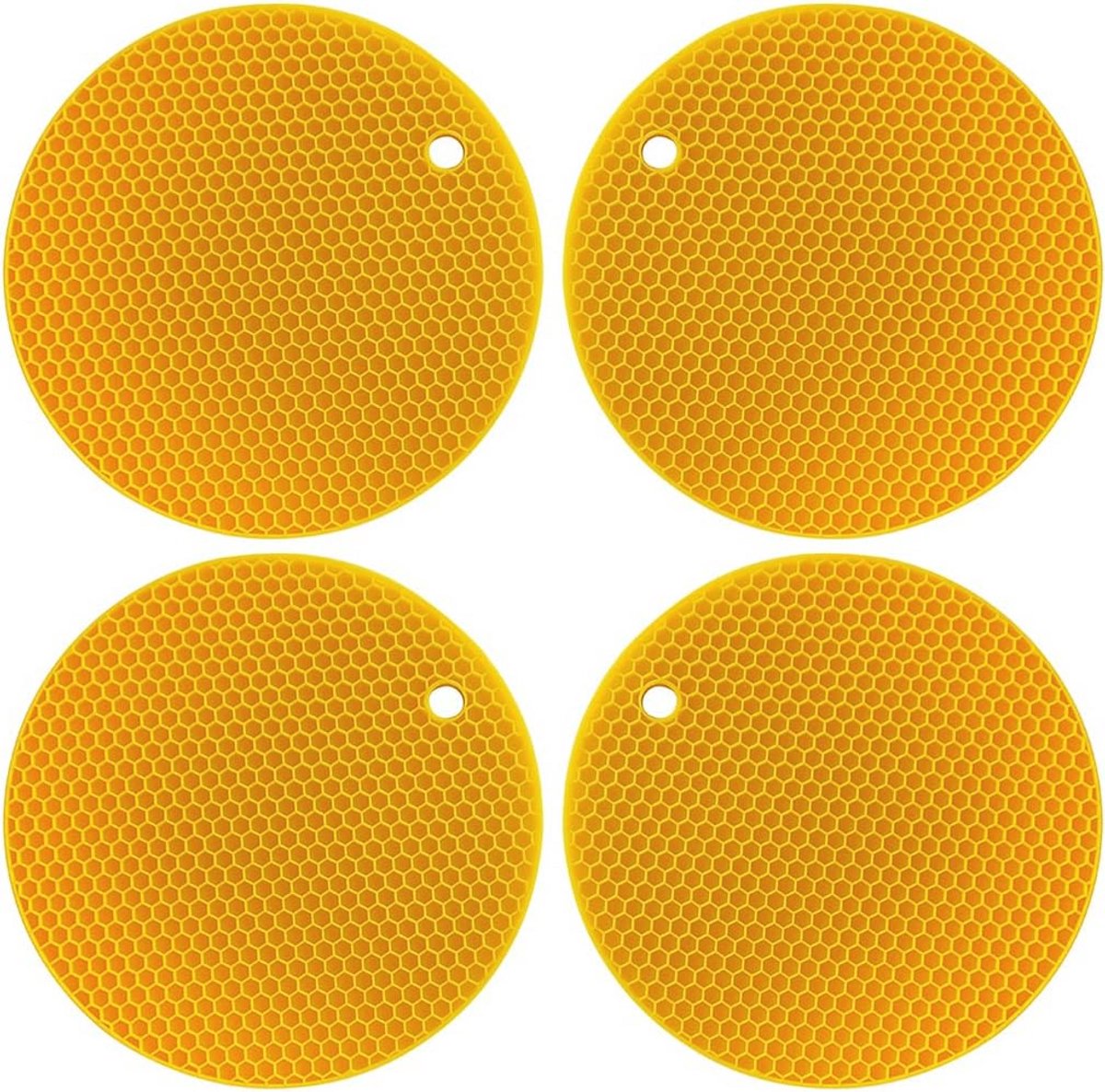 Ronde Silicone Potholders met Honingraatpatroon - Set van 4 (18 cm)