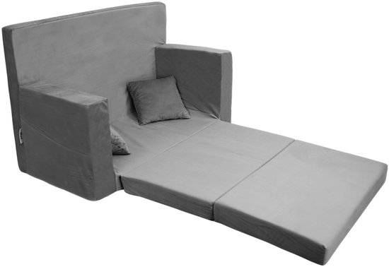 Flumi opvouwbare mini kindersofa - zachte kinderbank met uitklapfunctie en afneembare hoes, grijs van Flumi — afbeelding 2