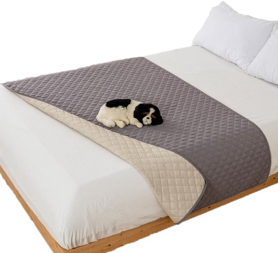 Housse de canapé imperméable - couverture pour animaux de compagnie - fond antidérapant - convient aux canapés et lits - lavable - convient aux chats et chiens - doux et confortable - 100x127cm - gris foncé